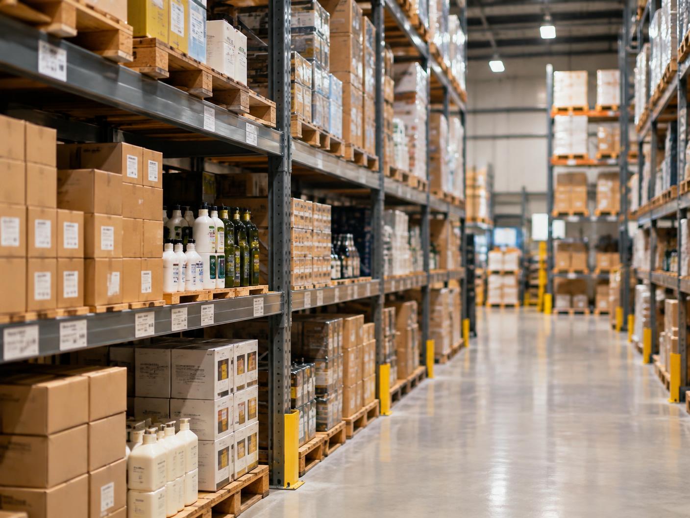 Organized product inventory prepared for customer orders